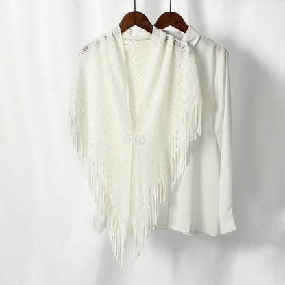 Hot Sale Knitted Cotton Tassels Shawls Scarf Woman Soft High Quality Wraps Ladies Travel Beach Cape Femme Hollow Fashion Scarves