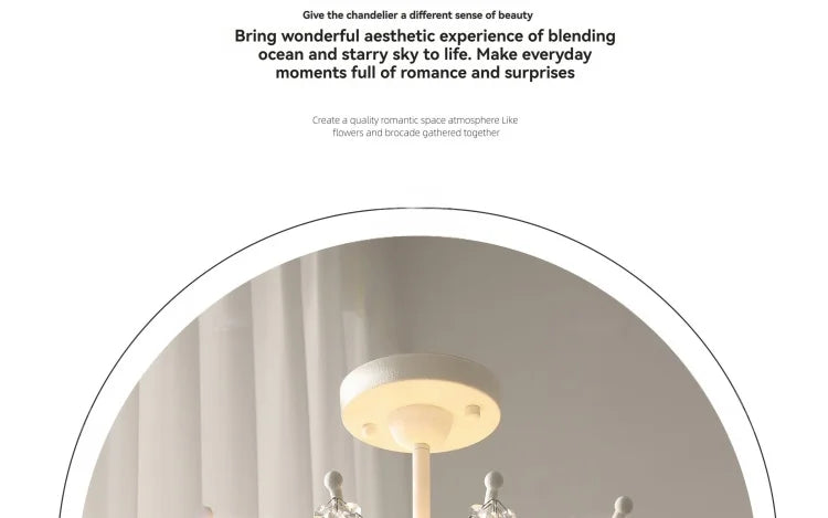 French Luxury LED Pendant Lights Blue White Natural Shell Crystal Chandelier Lamps for Romantic Living Dining Bedroom Home Decor