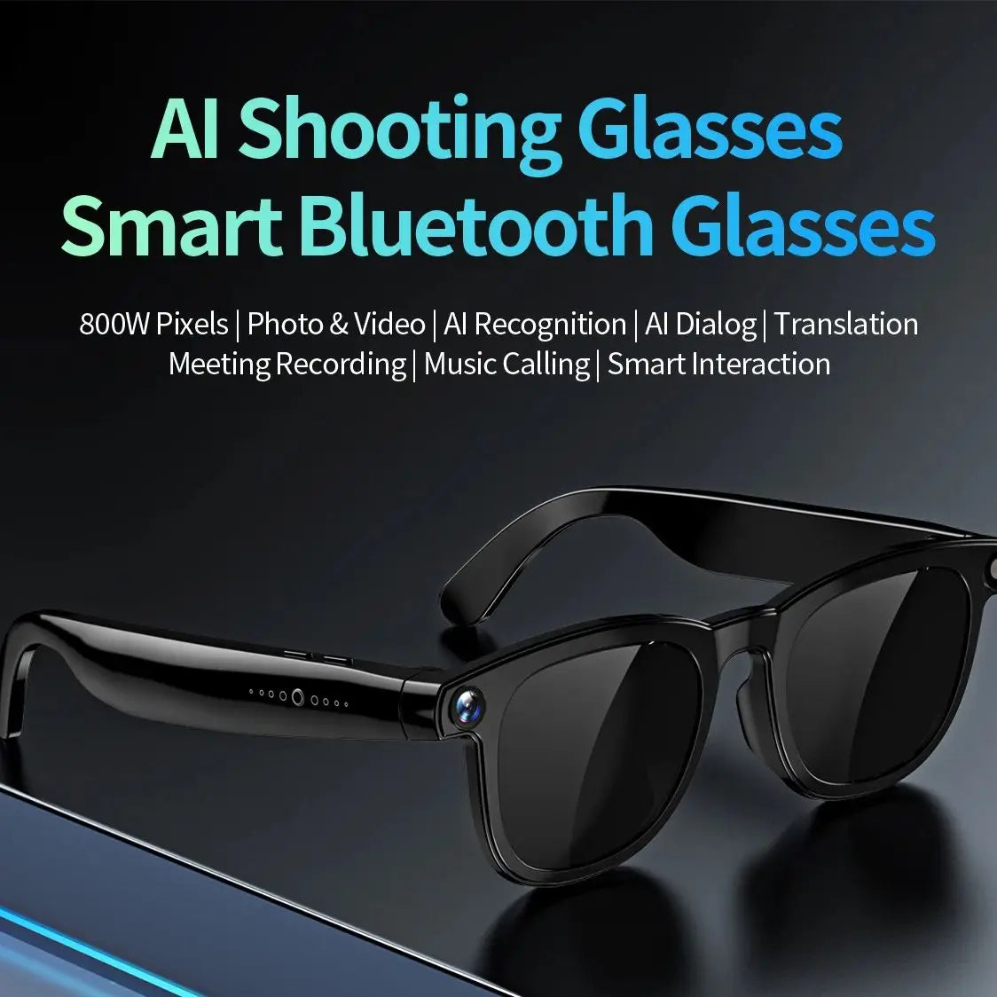 Smart Glasses CY01 8MP Camera 32GB Memory Bluetooth Calls ChatGPT DeepSeek Apps Voice Wake Music Player