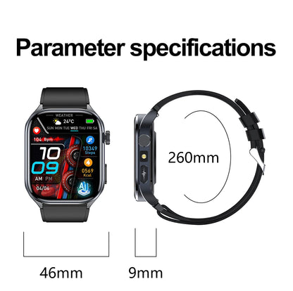 2026New ECG+PPG Clock Health Trackr 2.0 inch Uric Acid Blood lipids Pressure Smart Watch Body Analysis Voice call Smartwatch Men