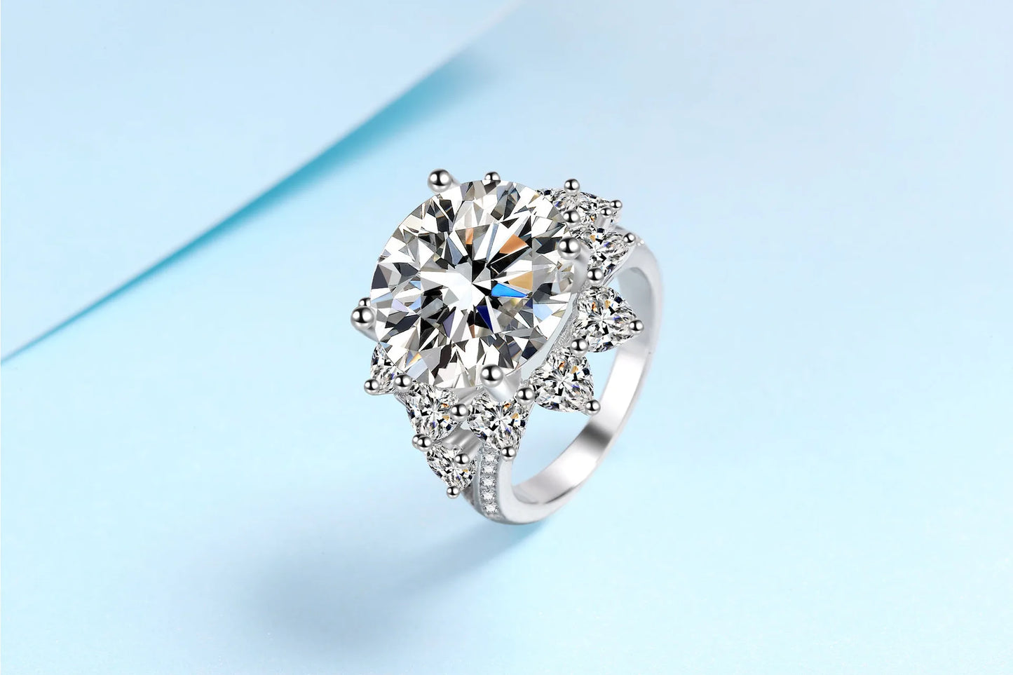 10ct Women's Moissanite Ring Wealth Flower Light Luxury Design PT950 Platinum Setting for Enhanced Confident Aura And Brightenin