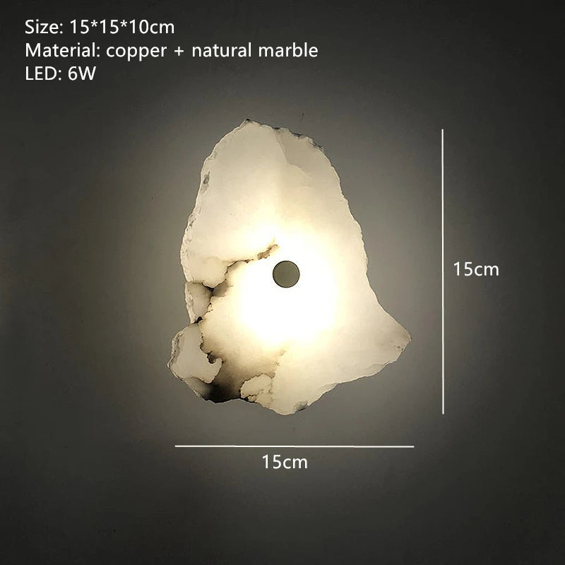 Natural Marble LED Wall Lamp Copper Luxury Novelty Lighting Sconce For Bedroom Living Dining Room Wall Decor Modern Art Design