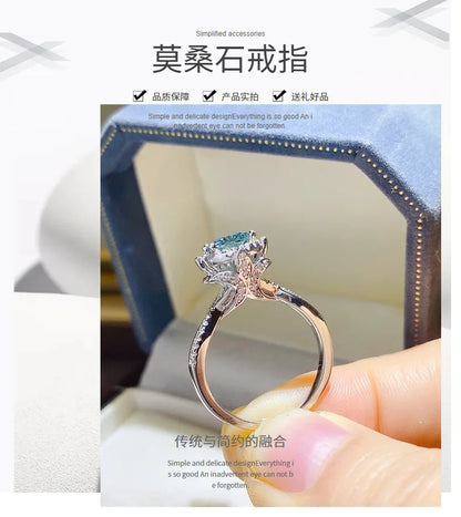 100% Original Certified 18K platinum PT950 Royal Manor 2 Carat Green Moissanite Ring Diamond Ring Comes with Certificate
