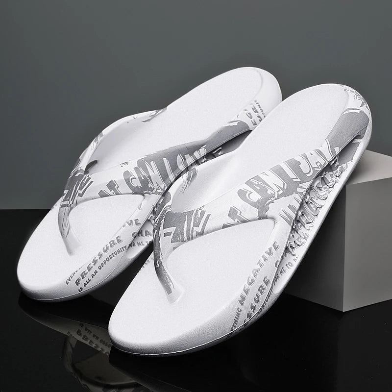 Printed male and female couples large size EVA high elastic flip-flops thick-soled lightweight slippers for outdoor beach shoes