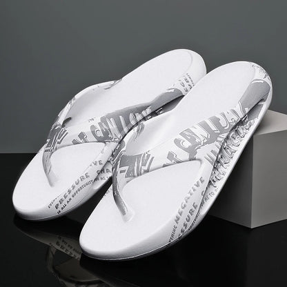 Printed male and female couples large size EVA high elastic flip-flops thick-soled lightweight slippers for outdoor beach shoes