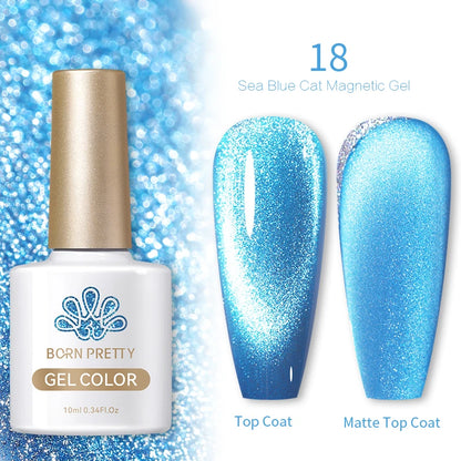 BORN PRETTY 10ml Cat Magnetic Gel Nail Polish Moonlight Glass Bead Water Light Crystal Soak Off UV Varnish For DIY Nail Art