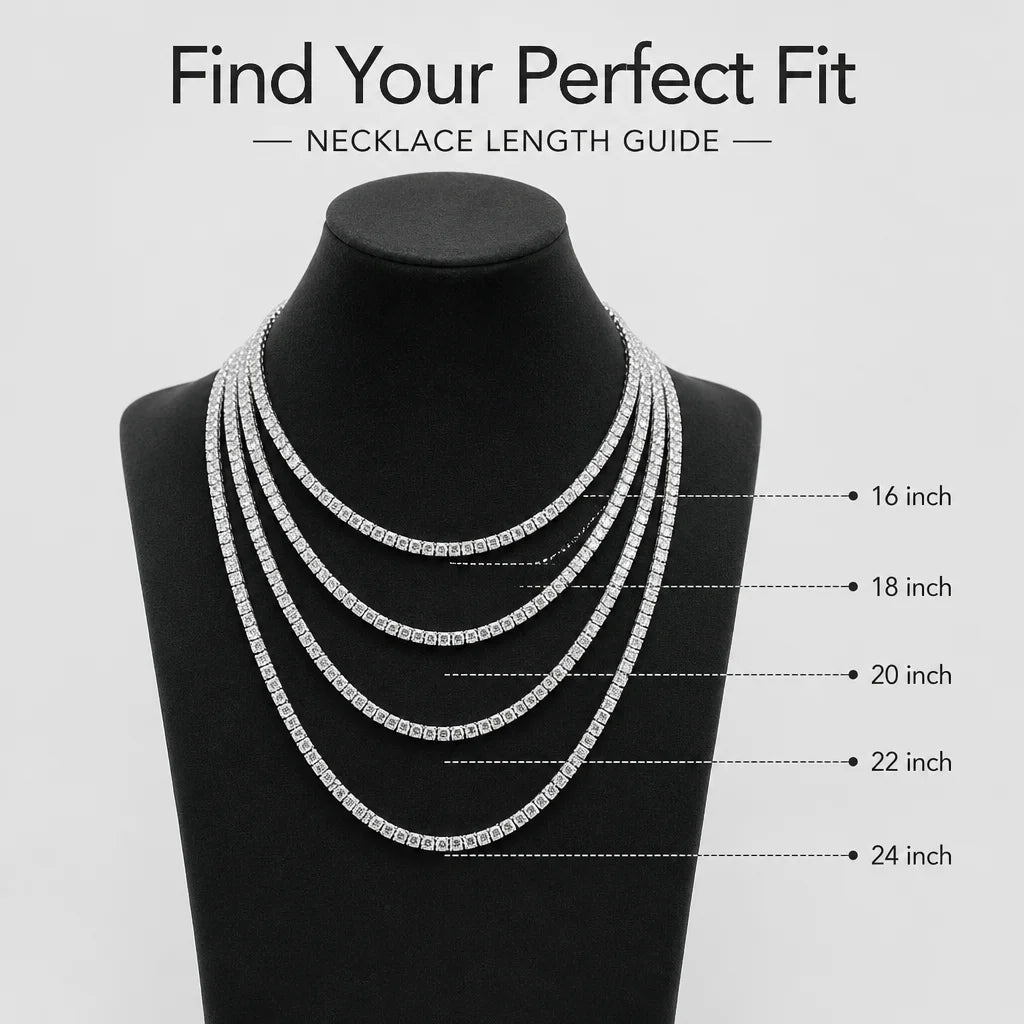 SY Brand Jewelry Moissanite Diamond Tennis Chain Necklace 925 Sterling Silver Necklaces Women Men D Color VVS GRA Certificated