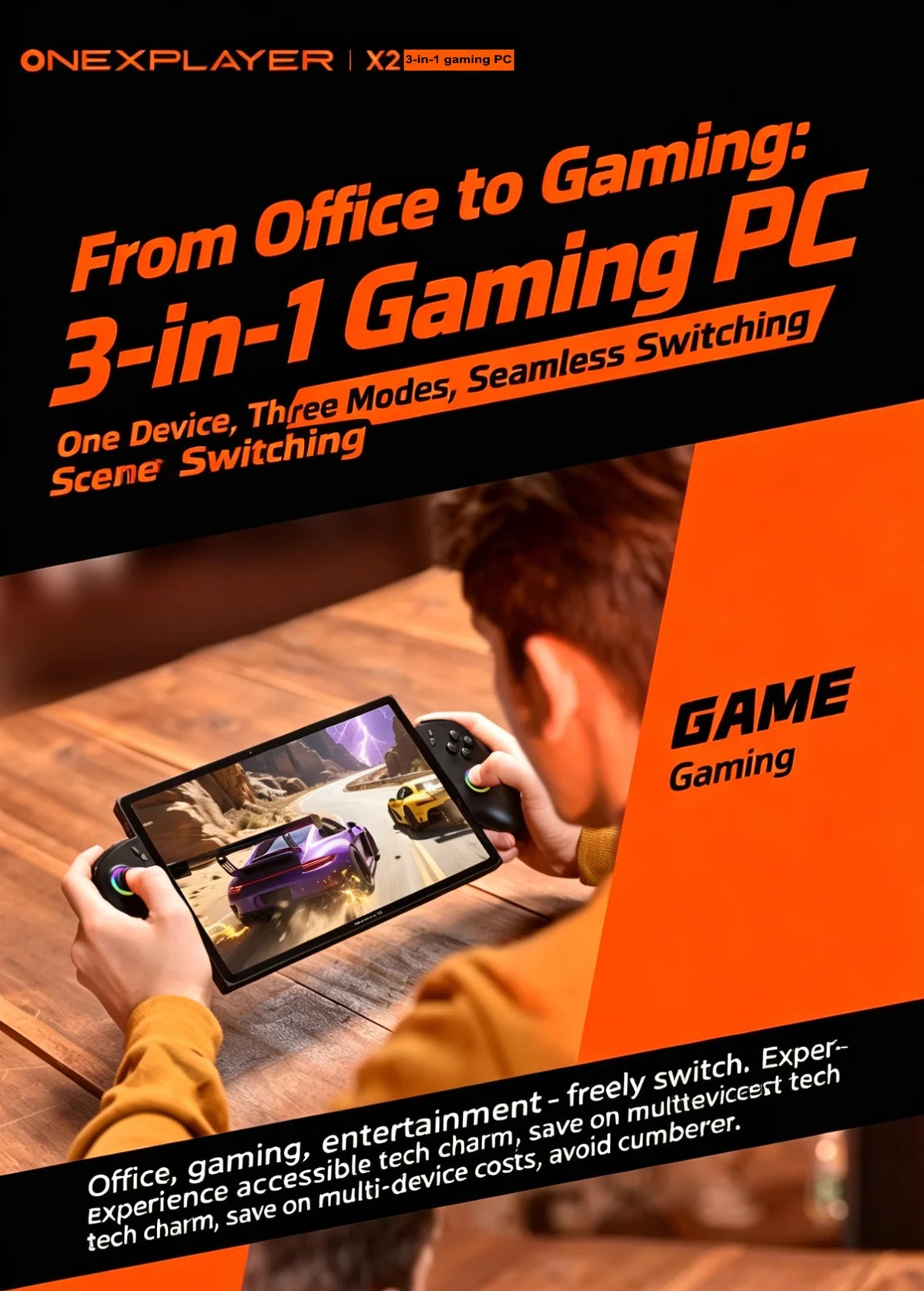 OneXplayer X2 3-in-1 Gaming Laptop Intel Arc G3 Extreme 48GB+1TB 10.9 Inches LTPS 120Hz Gaming PC Handheld Console Tablet 65Wh