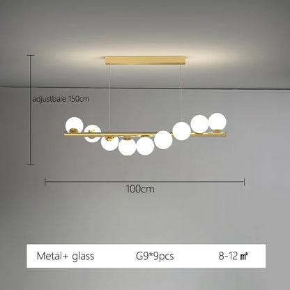 Line Glass Ball Pendant Lights Nordic LED Energy-Efficient Hanging Ceiling Lamp with Adjustable Cord for Dining Room Living Room