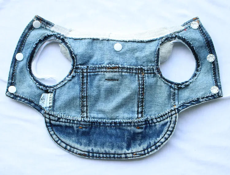 Cool Dog Jean Jacket Vest with D-Ring Hoodies for Small Medium Dogs, Spring Dog Clothes Puppy Denim Harness Coat for Walking
