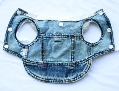 Cool Dog Jean Jacket Vest with D-Ring Hoodies for Small Medium Dogs, Spring Dog Clothes Puppy Denim Harness Coat for Walking