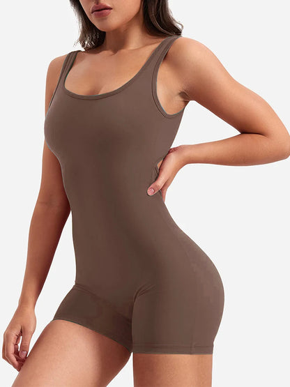 Summer 2025 High-Waisted One-Piece Shorts with Shoulder Straps Slimming Hip Lifting Sexy Sports Yoga Wear