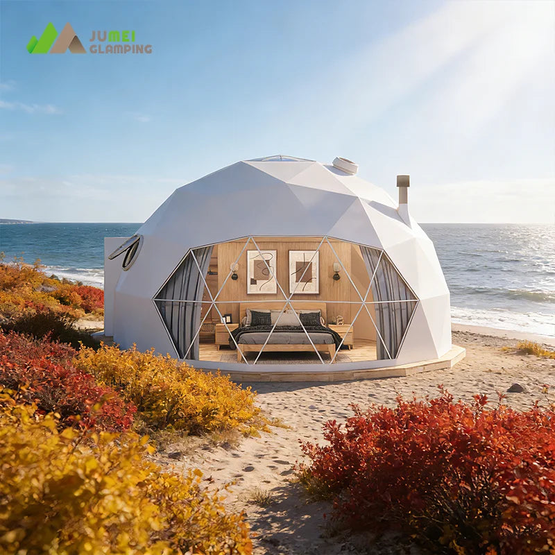 6m Diameter Outdoor Hotel Dome House Glamping Geodesic Dome Tent With PVC Roof Cover