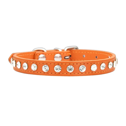 Personalized Rhinestones Dog Collar 16 Colors PU Leather for Small Dog Puppy Chihuahua Pink Pet Strap Necklace Pet Accessories