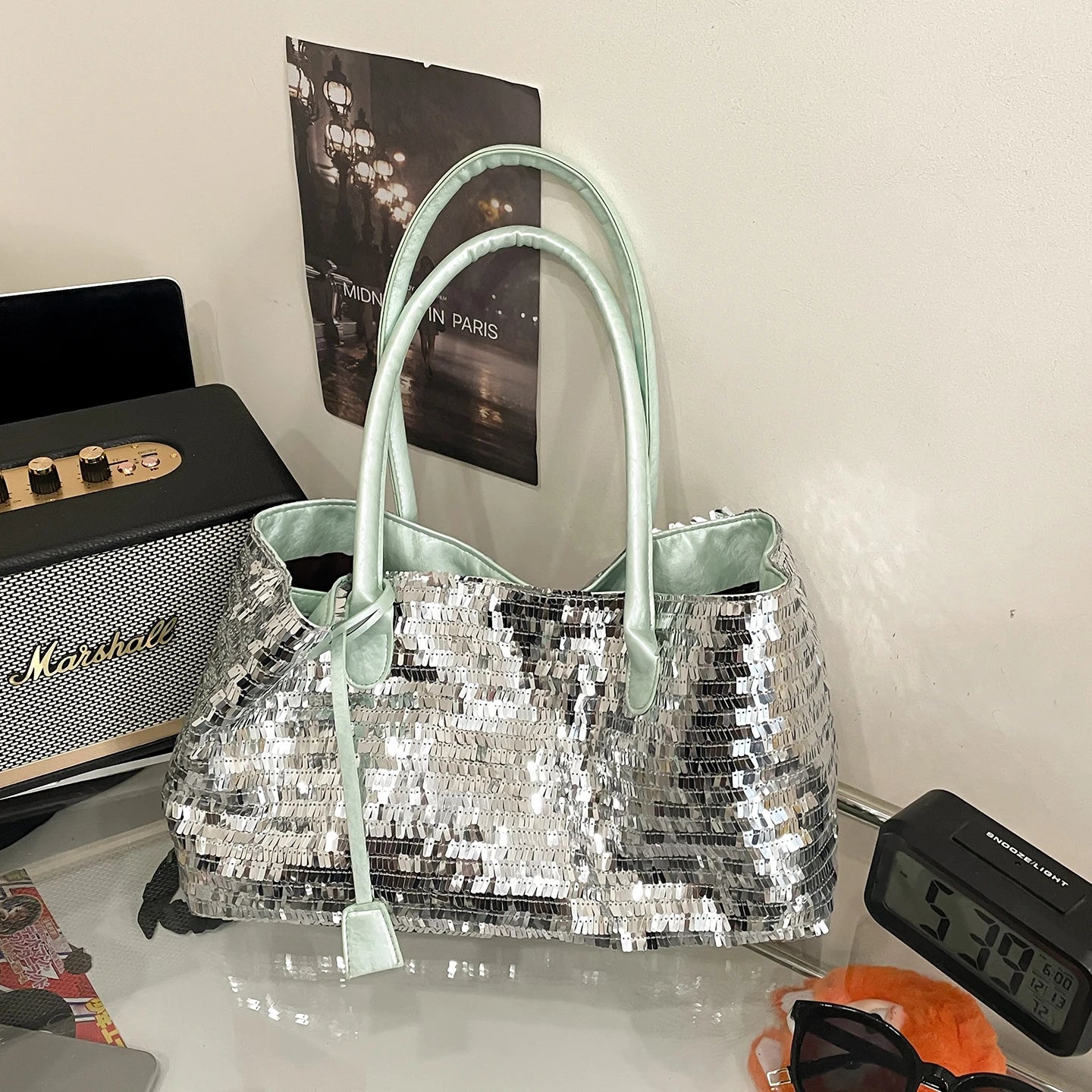 LEFTSIDE Sequins Shoulder Bags for Women 2025 Designer New Trendy Fashion Evening Party Bling Square Bag Handbags and Purses