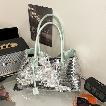 LEFTSIDE Sequins Shoulder Bags for Women 2025 Designer New Trendy Fashion Evening Party Bling Square Bag Handbags and Purses