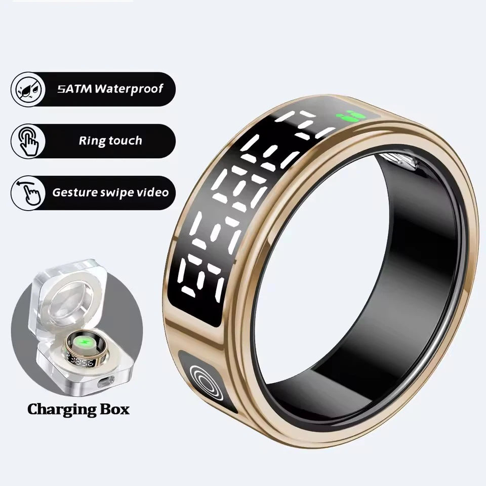 2026 Smart Ring with Display Screen and Touch, Wireless Charging, Health Manager, 5 ATM Waterproof For Men Women Rings R12 R11