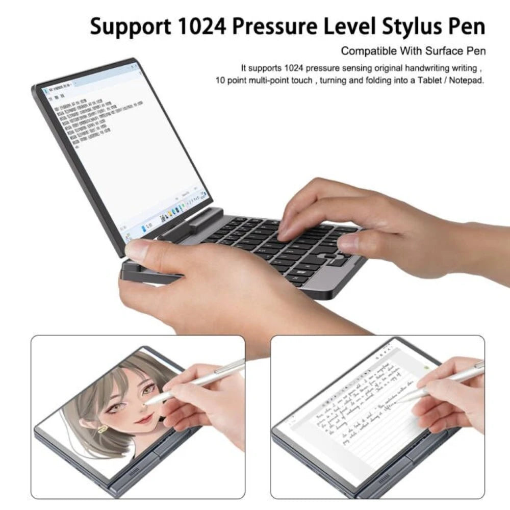 CRELANDER P8 Mini Laptop 8 Inch Touch Screen Intel Lake N150 12GB DDR5 WiFi 6 2 In 1 Laptop Notebook Tablet PC Pocket Laptop