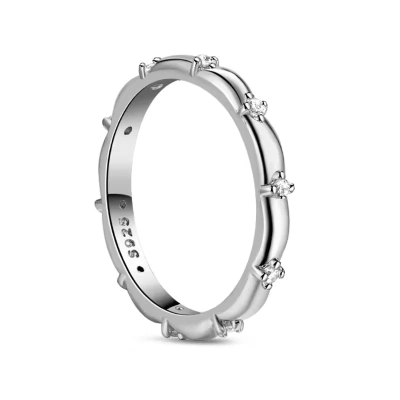 New 925 Sterling Silver Rings Stackable Infinite Silver shining Zircon Ring For Women Wedding Anniversary Birthday Jewelry Gift