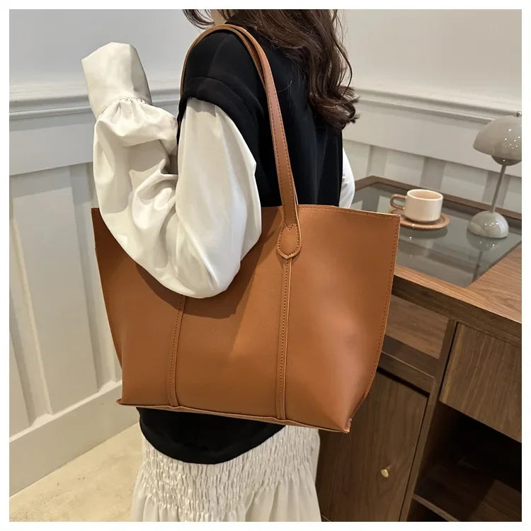 Retro Faux Leather Shoulder Bag, Large Capacity Office Commuter Handbag,Top Handle Purse Durable Work Laptop Tote Bags for Women