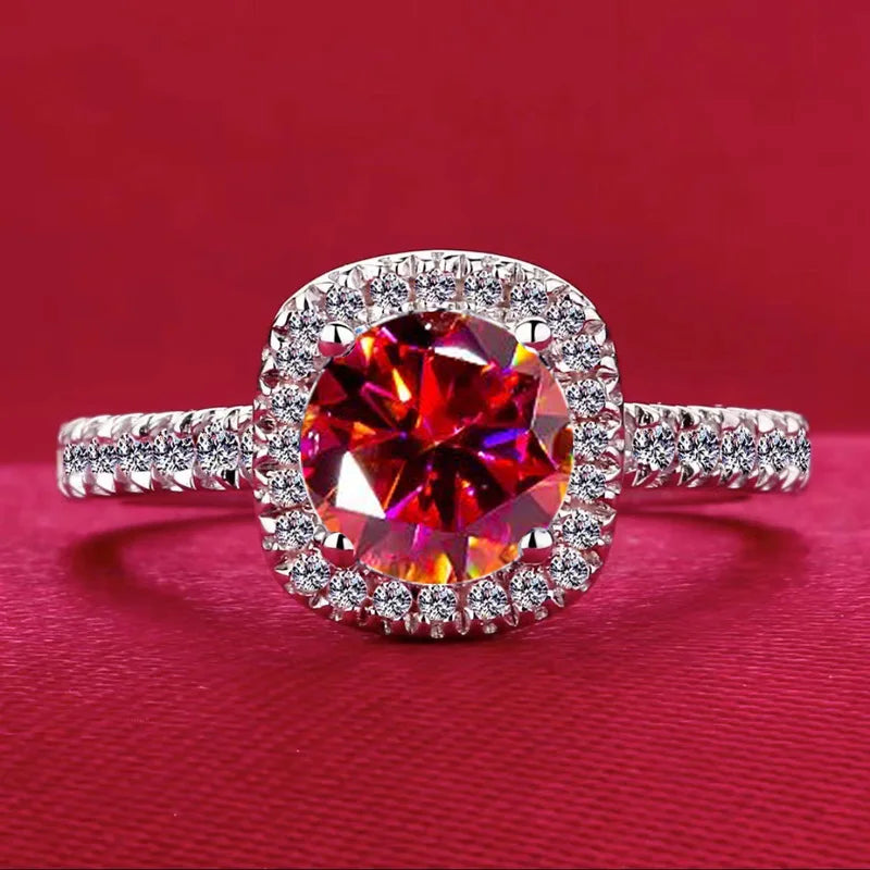 Best-selling 925 sterling silver 1-carat diamond square ring, suitable for engagement, proposal or party wear, stylish and versa