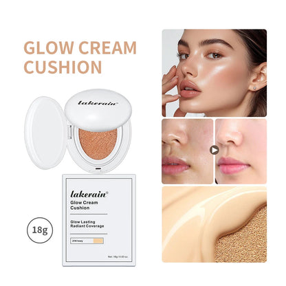 Dewy Glow Cream Cushion Foundation Hydrating 24H Long Lasting Moisturizer Natural Light Coverage Radiant Skin Finish Daily Portable Face Makeup Cosmetic