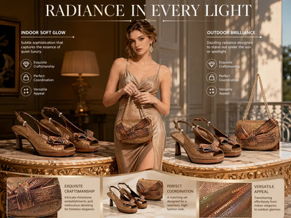 New Arrival Shoe and Bag Set for Party in Women Italian Matching Bag and Shoes for Ladies Wedding Luxury Women Full Rhinestone