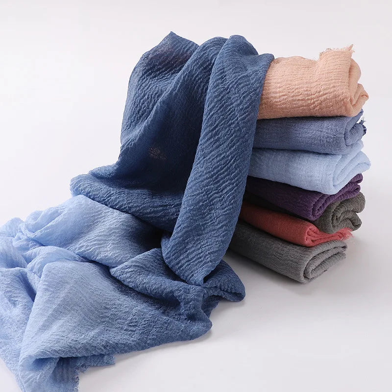180*90cm Gradient Cotton Linen Women Muslim Hijab Scarf Woman Islamic Arab Shawl Wrap Head Scarves Ready To Wear Headscarf