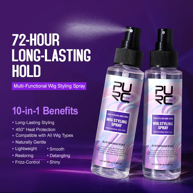 PURC Argan Oil Wig Hair Styling Spray for Women 450° Heat Protection Keratin Smooth Shiny Hair Treatment Hair Care 100ml