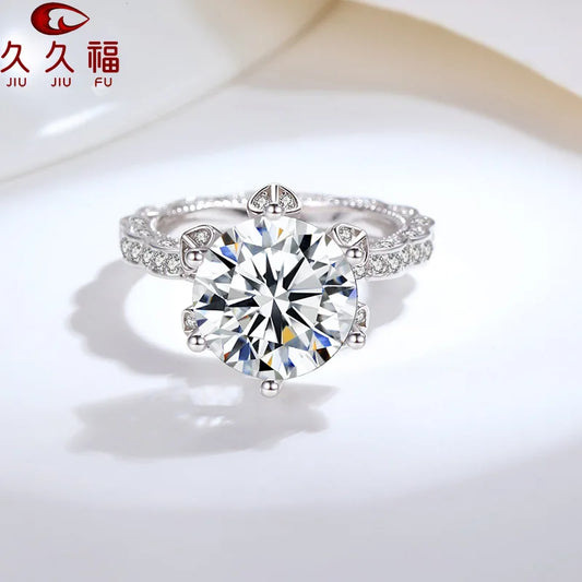 Soft Honey Snow Bud Ring for Women, PT950 Platinum with 5 Carat Moissanite, bring snug and skin-friendly wearing experience.