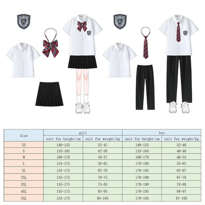Men Women JK Uniform British Style School Uniforms Preppy Style Pleated Skirt With Bow Tie Tops Pants Chorus Poetry Cosplay