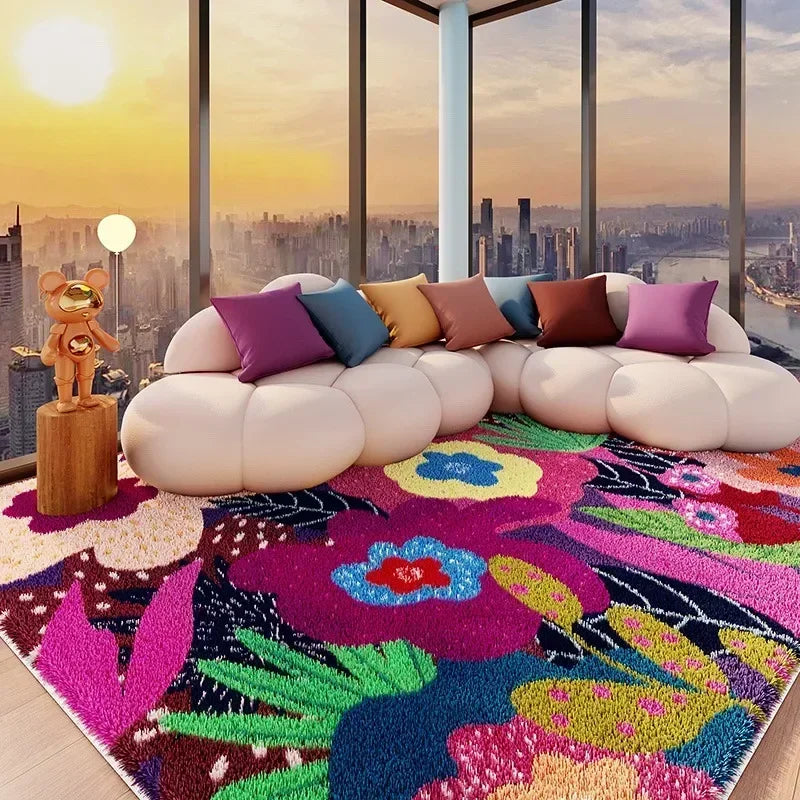 VIKAMA Carpet for Living Room Colorful Large Area Cartoon Bedroom Bedside Plush Rugs Cute IG Sofa Coffee Table Floor Mats