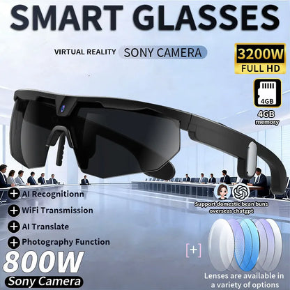 LIGE New Smart Glasses 800W Pixels Camera  1080P Video Waterproof Outdoor Cycling UV protection Bluetooth Call Smart Sunglasses