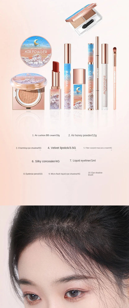 Flower and Four Seasons Makeup 10 PCs Set Box Cosmetics Full Set Beauty Gift Box Christmas Valentine's Day Gift Lipstick Kit