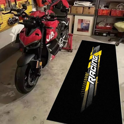 VIKAMA Race Track Pattern Motorcycle Pit Mat Non Slip Waterproof Oilproof Floor Rug For Garage Motorbike Parking Display