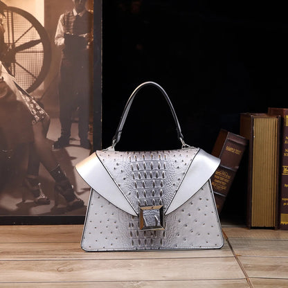 Luxury Designer Brand New Cowhide High Quality Crocodile Print Handbag Women's Fashion Single Shoulder Crossbody Bag Hot Sale