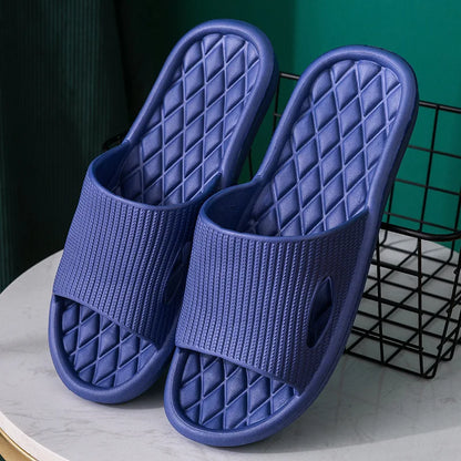 Soft Home Slippers Couple Summer Indoor Skid Proof Bathroom Slippers Sandals Hotel Solid Color Men Women Flip Flops Flat Shoes