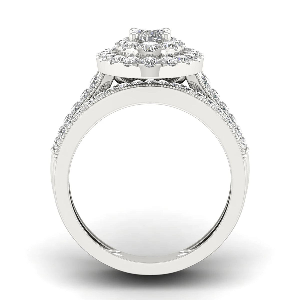 Luxury Fancy Engagement Moissanite Rings 2 Piece Solid Sterling Silver 925 Wedding Jewelry For Woman Diamond Girl Gift Certified