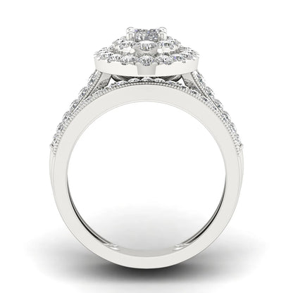 Luxury Fancy Engagement Moissanite Rings 2 Piece Solid Sterling Silver 925 Wedding Jewelry For Woman Diamond Girl Gift Certified