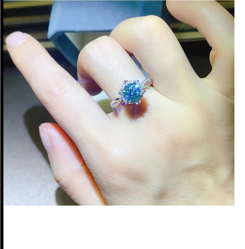 100% Original Certified 18K platinum PT950 Royal Manor 2 Carat Green Moissanite Ring Diamond Ring Comes with Certificate