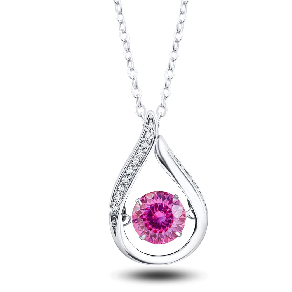 VVS1 D Color Moissanite Necklace For Women Fine Jewelry with GRA 925 Sterling Sliver Chain Plated 18k White Gold