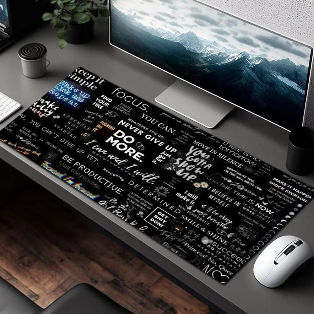 XXL 900*400 Black Motivational Quotes Mouse Pad,Non Slip Lock Edge Rubber Base Mousepad for Gaming Office Keyboard Desktop Use
