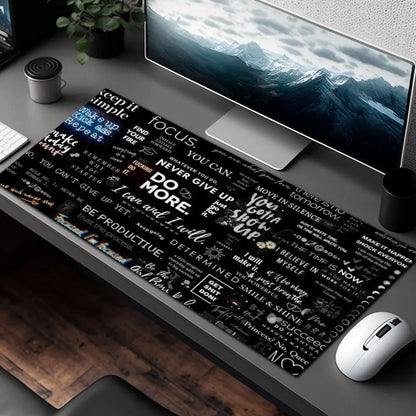 XXL 900*400 Black Motivational Quotes Mouse Pad,Non Slip Lock Edge Rubber Base Mousepad for Gaming Office Keyboard Desktop Use