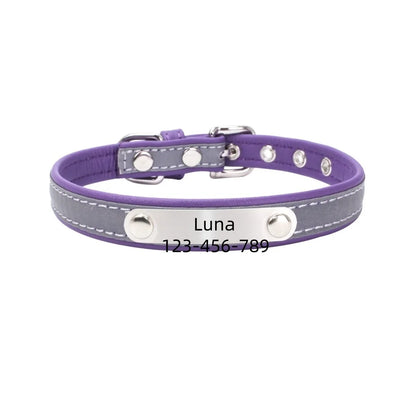 Dog Collar PU Leather Engraved - Customized with Name, Unique Gift for Dog Lovers, Adjustable Puppy for Small Medium Large Breed