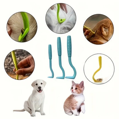 Universal Cat And Dog Shower Bath Brush with Tick Removal Tool, Featuring Massage Soft Bristles, Random Color, Ergonomic Handle And Removable Lid, Suitable for Washing And Bathing Scenarios, Designed for Medium to Small Pets