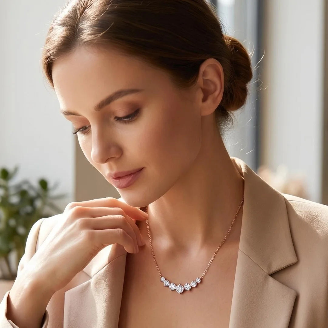 Moissanite Necklace for Woman Wedding Fine Jewely with Certificates 925 Sterling Sliver Plated 18k White Gold Necklace