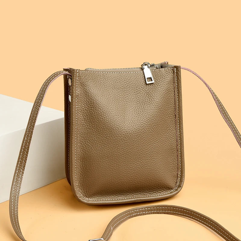High Quality Genuine Leather Crossbody Bag for Women Vintage Cowhide Leather Shoulder Bag Small Luxury Designer Satchel Handbags