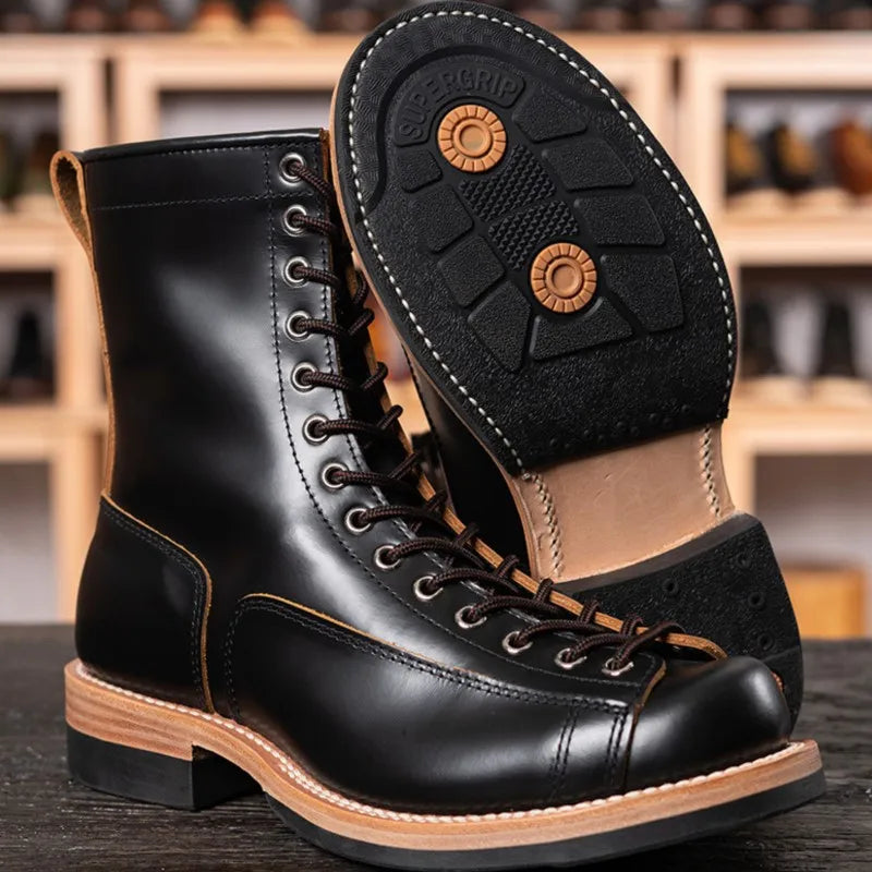 Motorcycle Boots Waterproof  Genuine Leather High-quality Off-Road Moto Boot Motorbike Higth-Top Shoes Botas De Motociclista Men