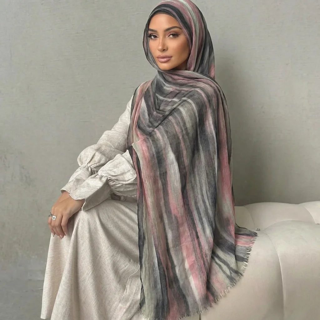 Women Big Size Plain Solid Cotton Rayon Crease Hijab Scarf Lady High Quality Wraps and Shawls Musulman Headband Islamic Turban