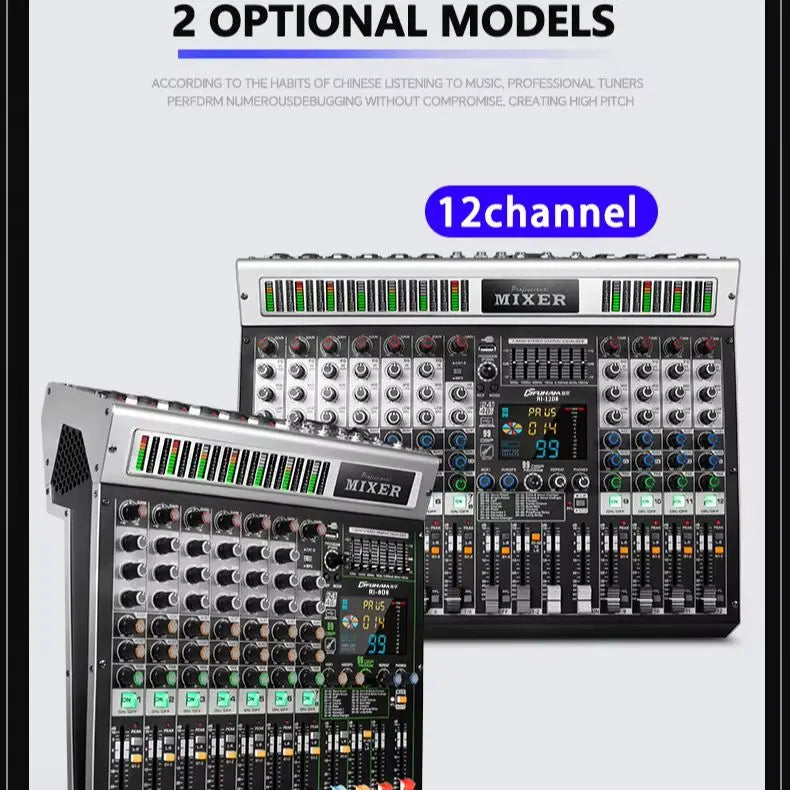 FUHAM RI808/RI1208 4x8/4x12 Audio Mixer with Phono Jacks for PA Systems - Professional Sound Mixing Equipment